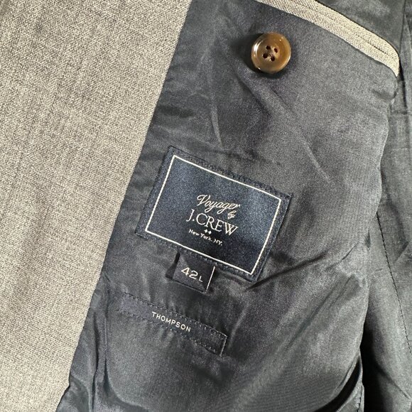 J. Crew Blazer Men Size 42L Gray 100% Wool Voyager Thompson Two Button B8632 EUC - Picture 9 of 11